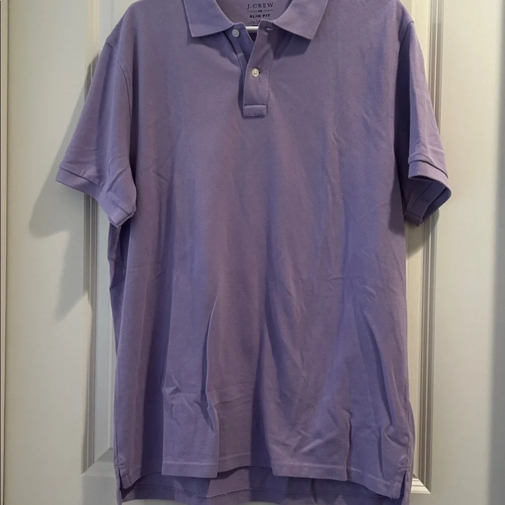 J. Crew 1/4 button Polo Short Sleeve Slim Fit Shirt cotton men’s size L lavender